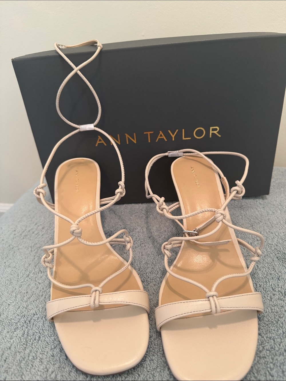 Ann Taylor Beige Lace-Up Strappy Sandals - Picture 5 of 6